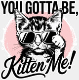 You Gotta Be Kitten Me Pink Design - Cats DTF Transfer Adult Unisex - S & M (10’’) / Light Color Design (See Imaging)