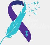 You Matter Feather Design - Suicide Awareness DTF Transfer Adult Unisex - S & M (10’’) / Light Color Design (See