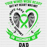 Your Wings Were Ready, But My Heart Was Not, Dad - Lymphoma DTF Transfers ready2transfer Dark Color Design (See Imaging)