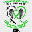 Your Wings Were Ready, But My Heart Was Not, Son - Lymphoma DTF Transfers ready2transfer Dark Color Design (See Imaging)