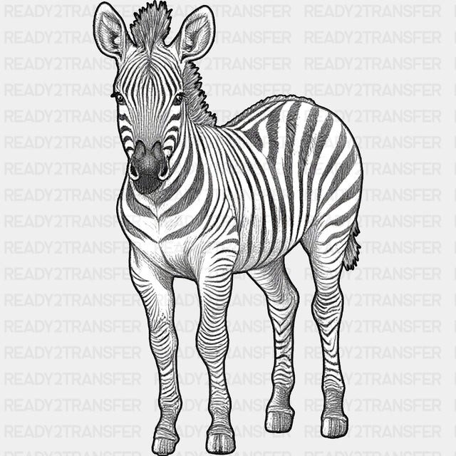Zebra B&W - Animals DTF Transfers - Adult Unisex - S & M (10’’) / Dark Color Design (See Imaging)