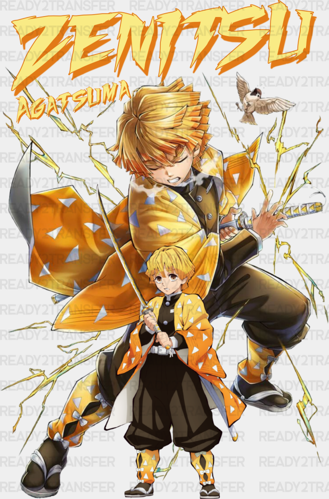 Zenitsu Agatsuma Yellow Design - Demon Slayer Iron On Dtf Transfer