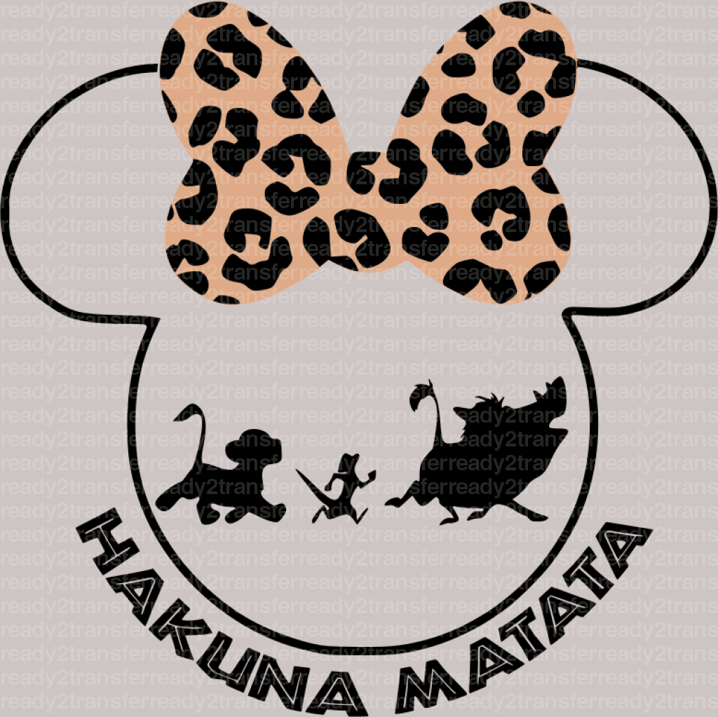Hakuna Matata Minnie Disney DTF Heat Transfer, Disney Vacation Design, Mickey Minnie DTF - ready2transfer