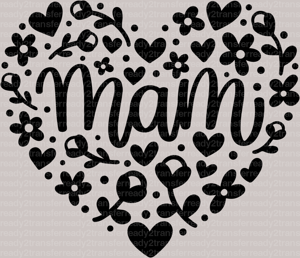 Mama Heart Mother's Day DTF Heat Transfer, Mama Design, Mom DTF - ready2transfer